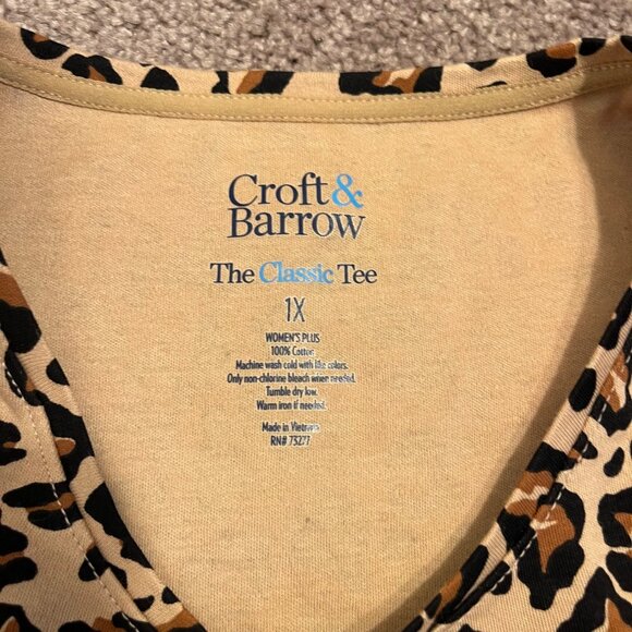 Womens Croft & Barrow Leopard Print Long-Sleeve Crewneck Tee 1X - Picture 7 of 7